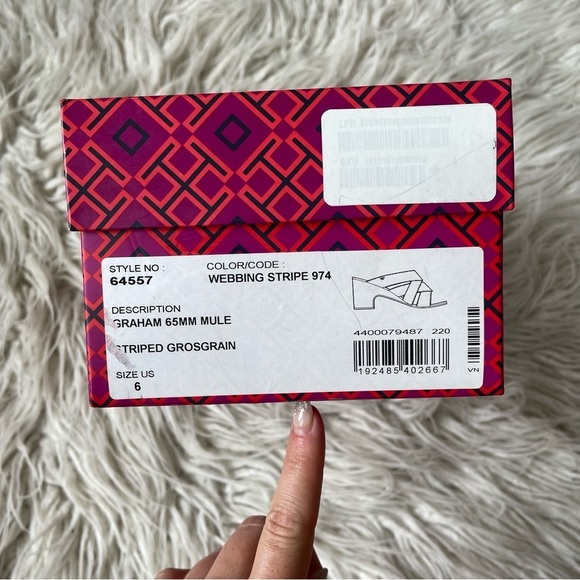 Tory Burch Multicolor Striped Grosgrain Graham 65mm Heel Mule Sandals EUC Sz 6 - Picture 12 of 12